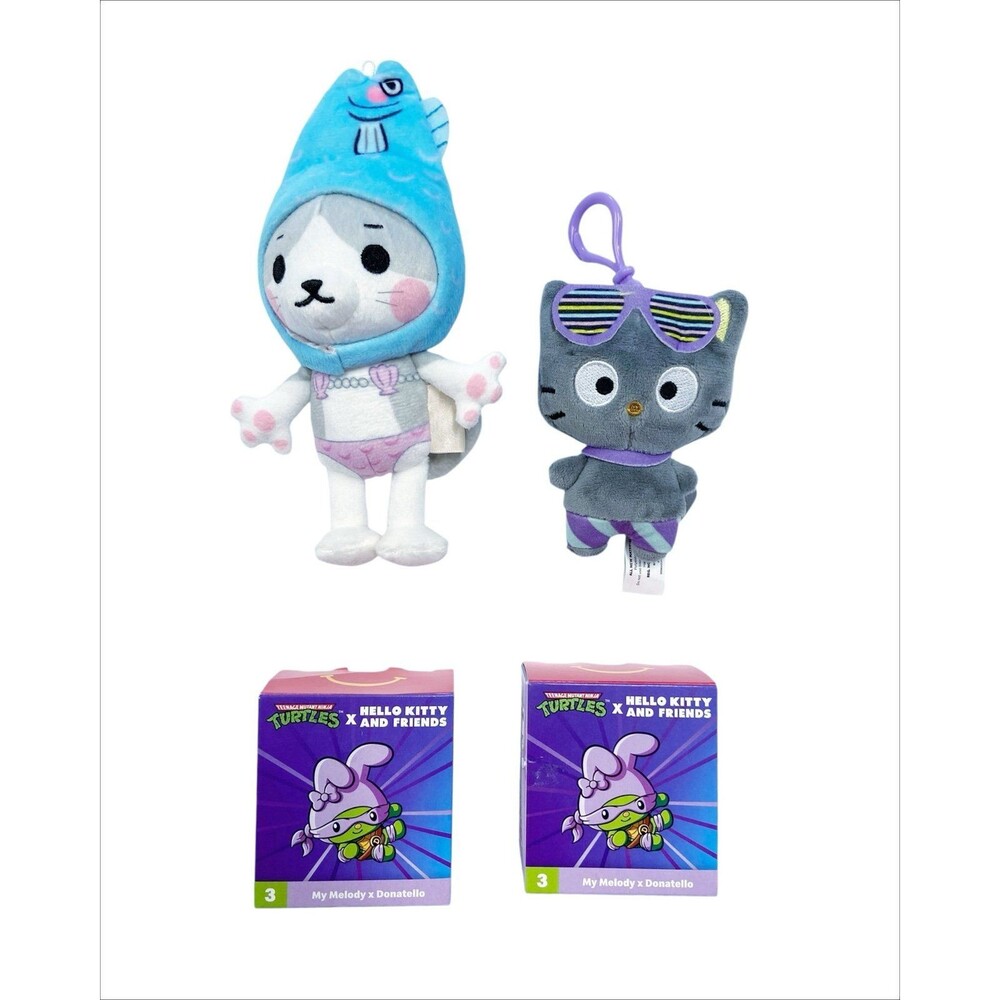 Turtles x Hello Kitty Limited Edition Pop Culture Icons Soft Plushies Toy Bundle - Picture 2 of 12